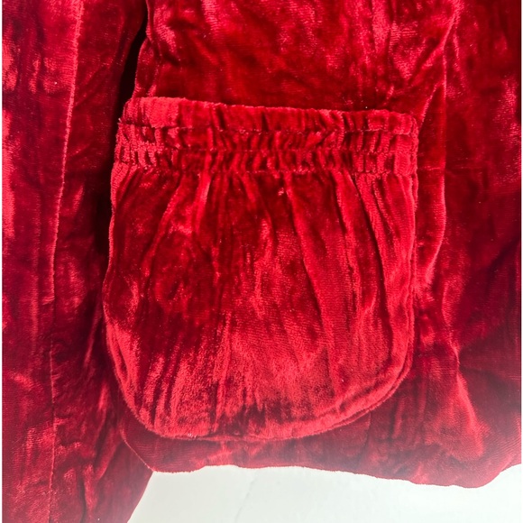 Vintage Crush Velvet Crop Jacket padded shoulders pockets and loop buttons Med - Picture 6 of 8
